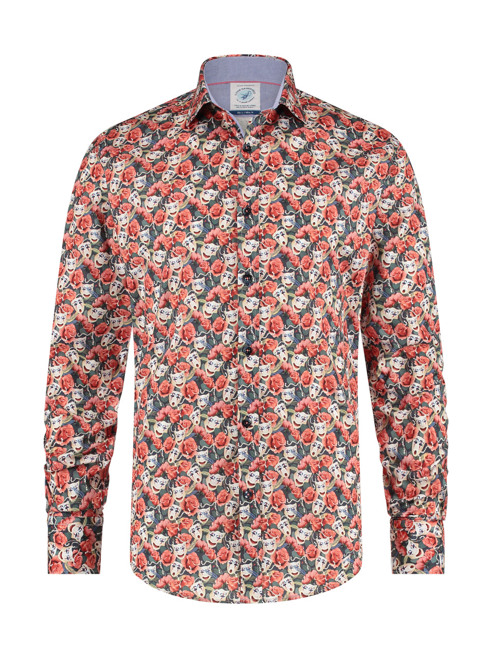 A Fish Named Fred - Mask Print Shirt in Chilli Red