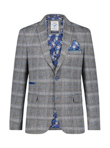 A Fish Named Fred - Travel Check Blazer in Grey