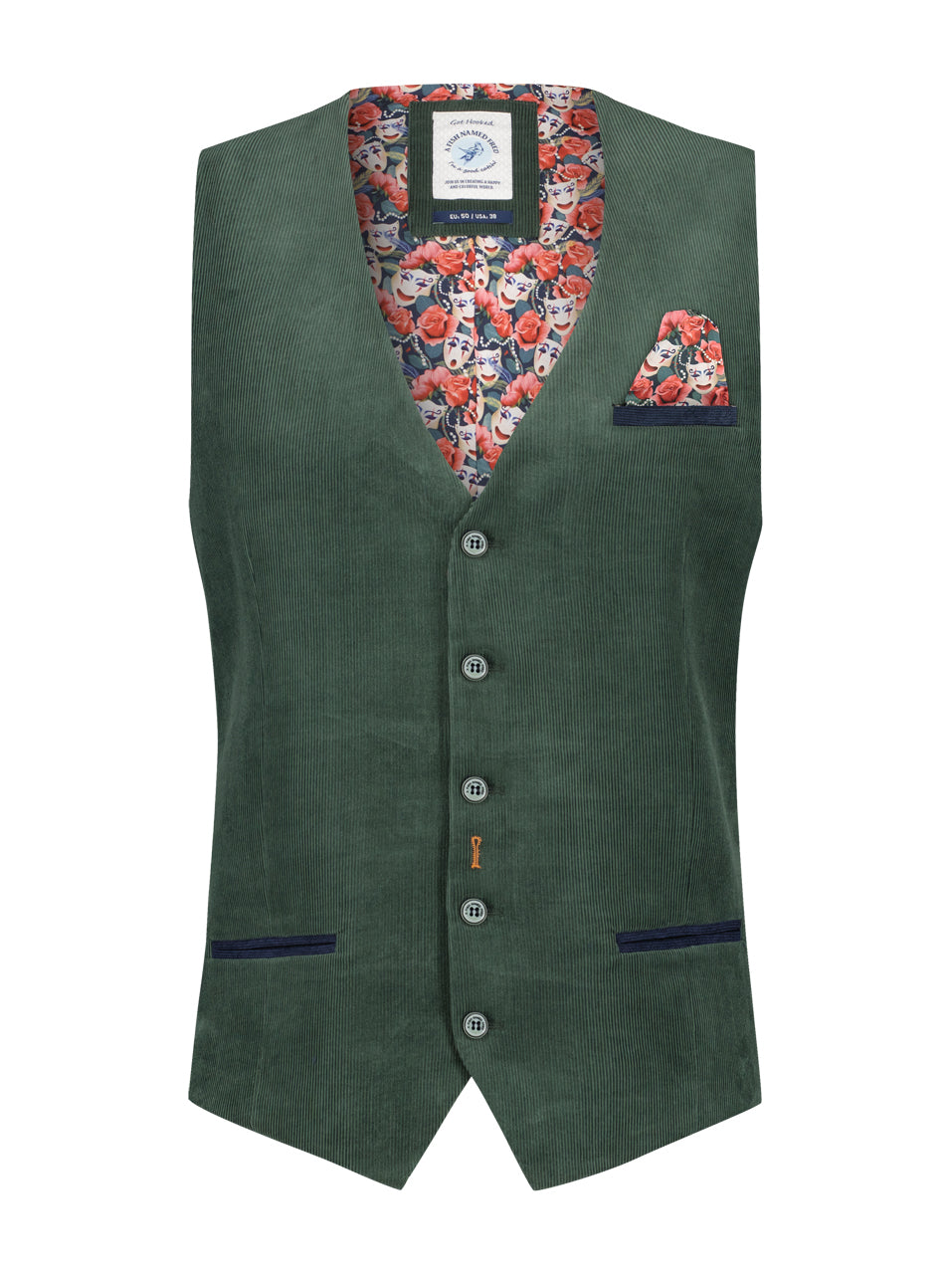 A Fish Named Fred - Cord Rib Vest in Green