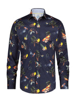 Load image into Gallery viewer, A Fish Named Fred - Tropical Print Shirt in Navy
