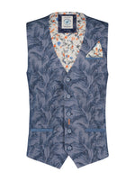 Load image into Gallery viewer, A Fish Named Fred - Pique Leaves Waistcoat in Navy