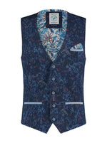 Load image into Gallery viewer, A Fish Named Fred - Pique Floral Waistcoat in Navy