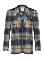 Load image into Gallery viewer, A Fish Named Fred - Travel Printed Check Blazer in Navy