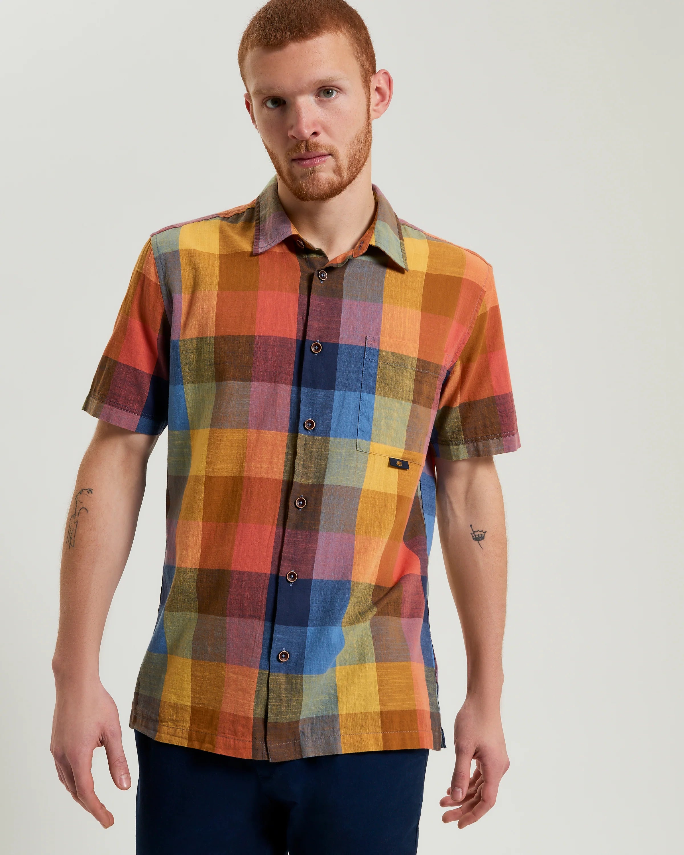 Ben Sherman Multicolour Check Short Sleeve Shirt - Sienna