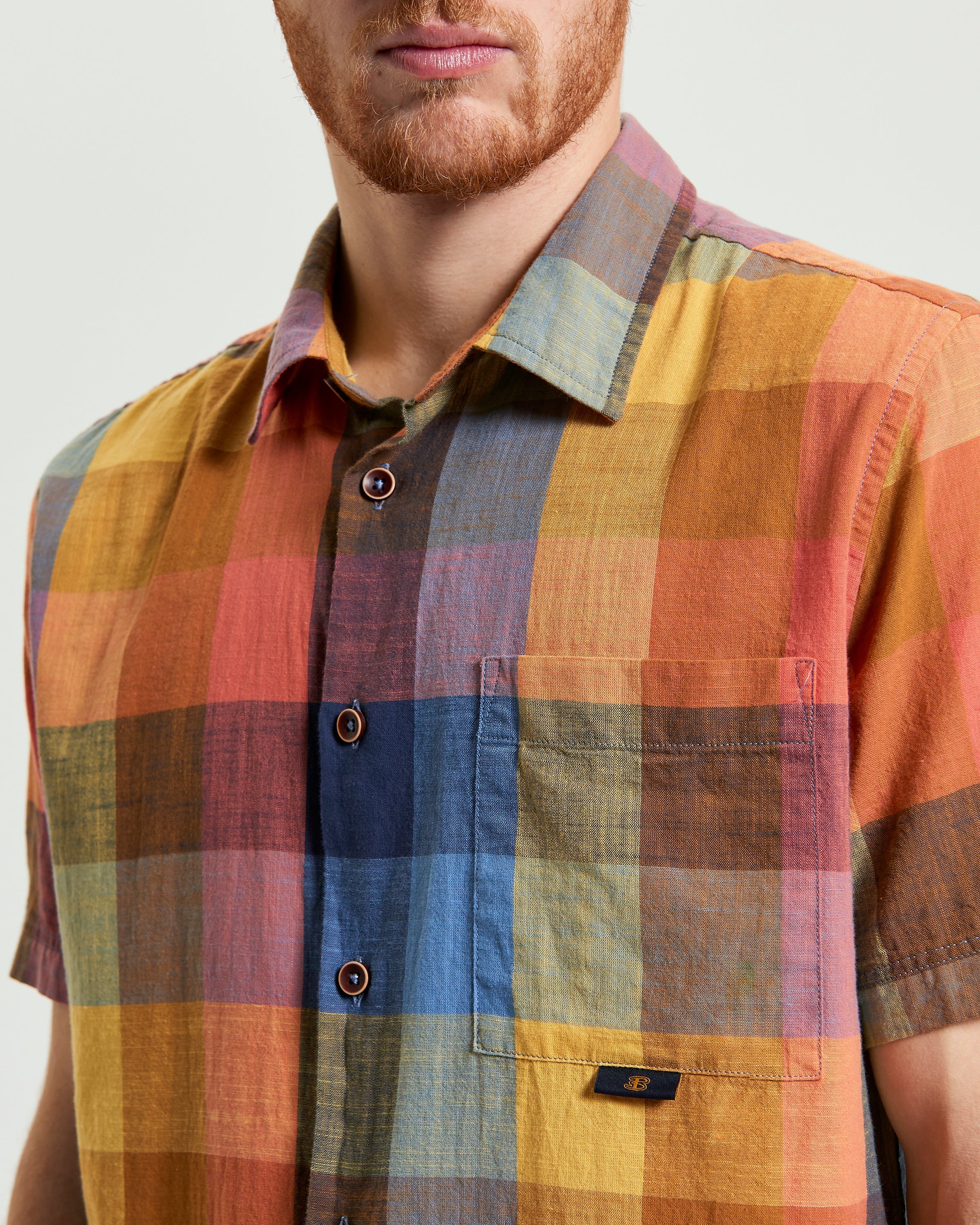 Ben Sherman Multicolour Check Short Sleeve Shirt - Sienna