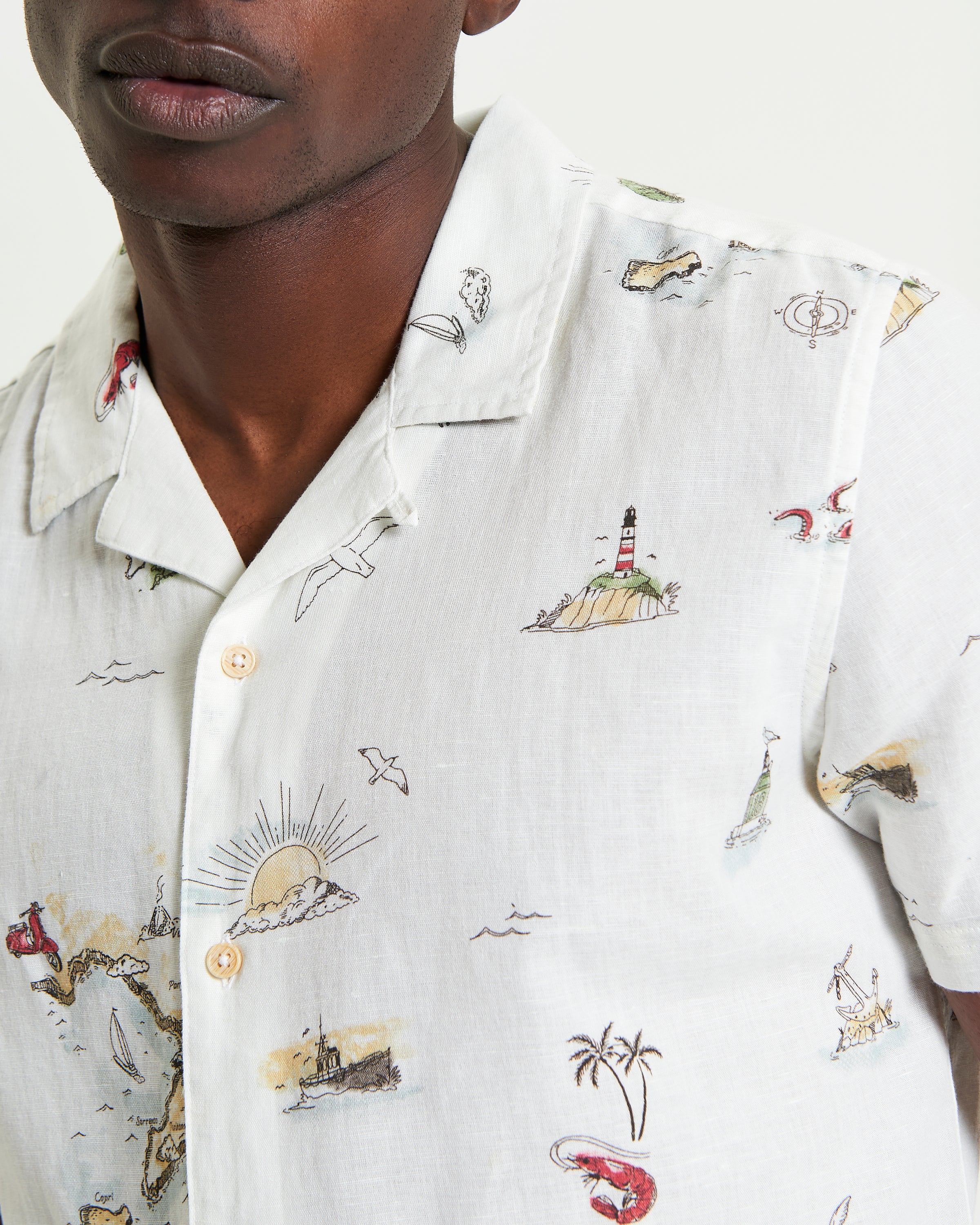 Ben Sherman Brighton to Amalfi Print Shirt - White