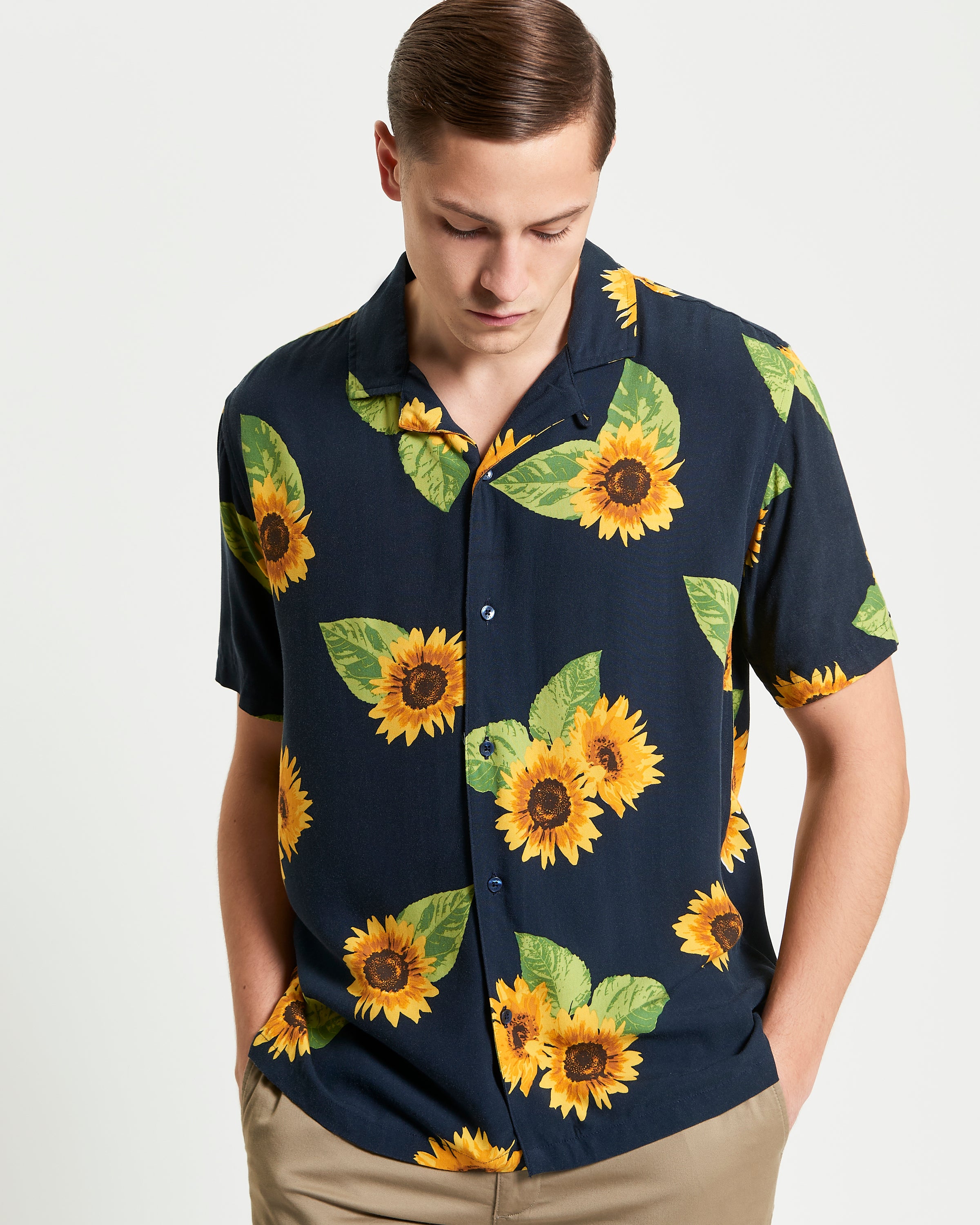 Ben Sherman Sunflower Print Shirt - Navy
