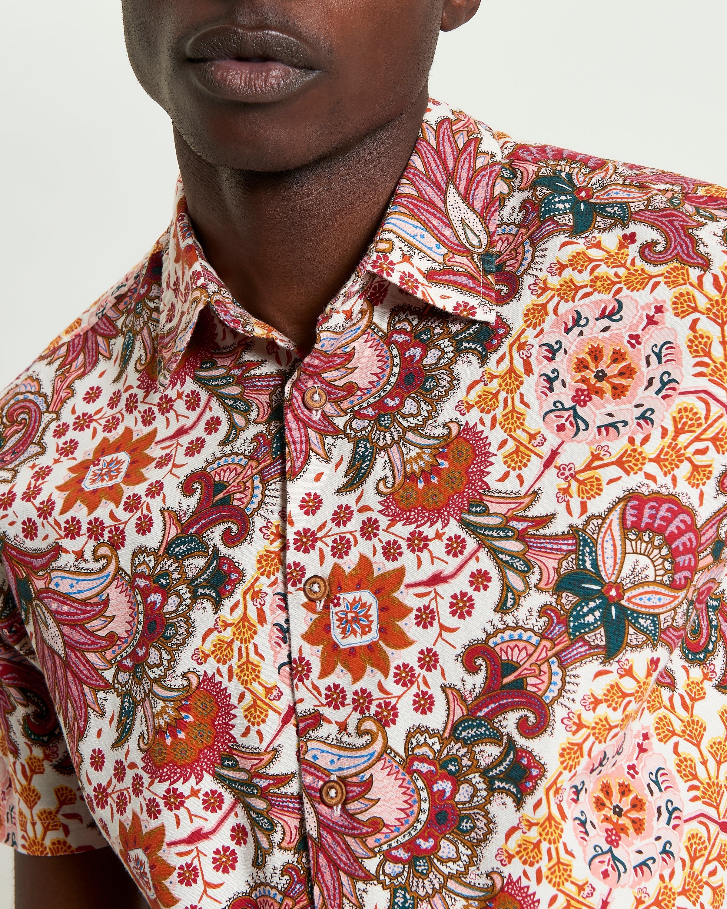 Ben Sherman Foulard Border Print Shirt - Red