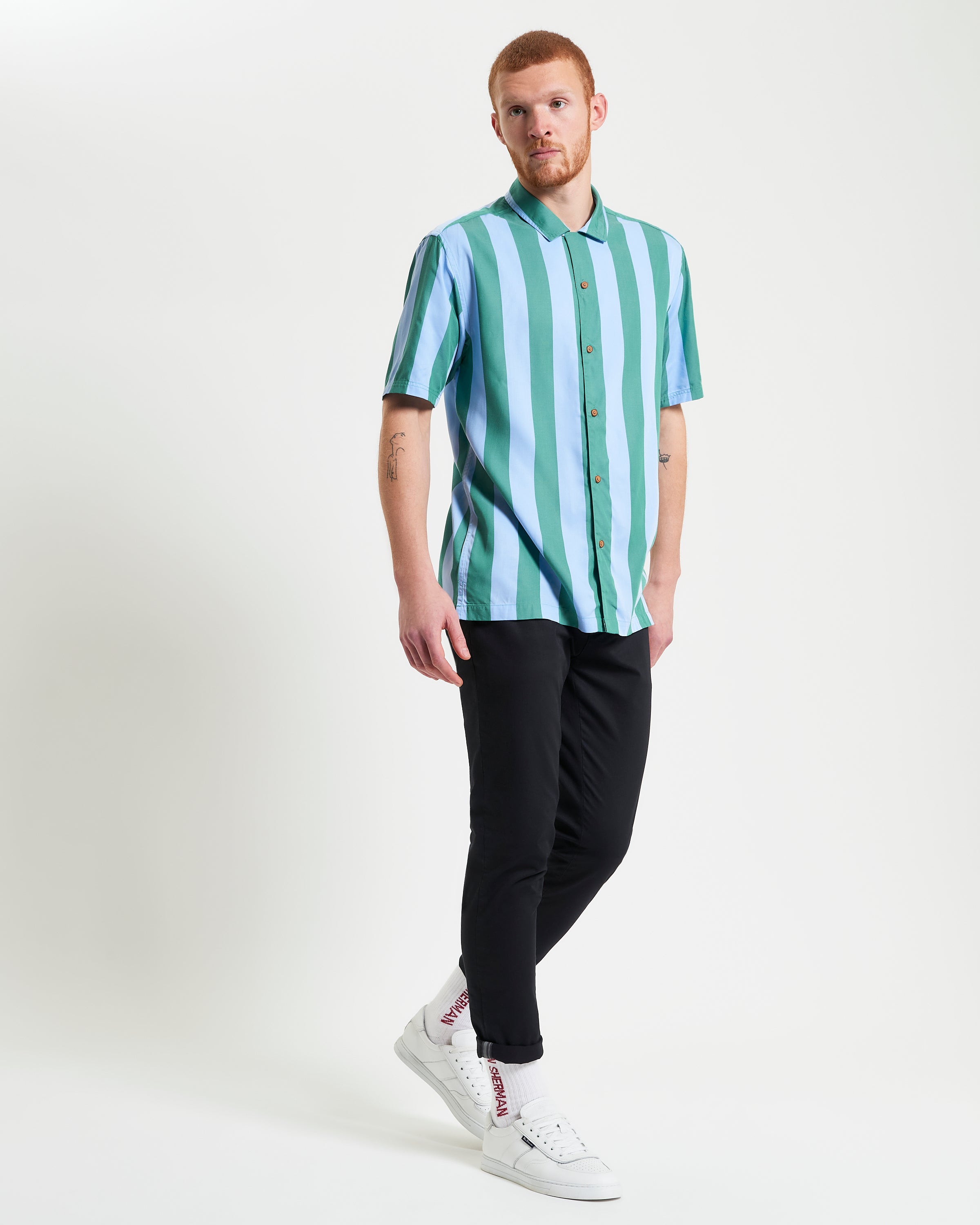 Ben Sherman Viscose Stripe Shirt - Jade
