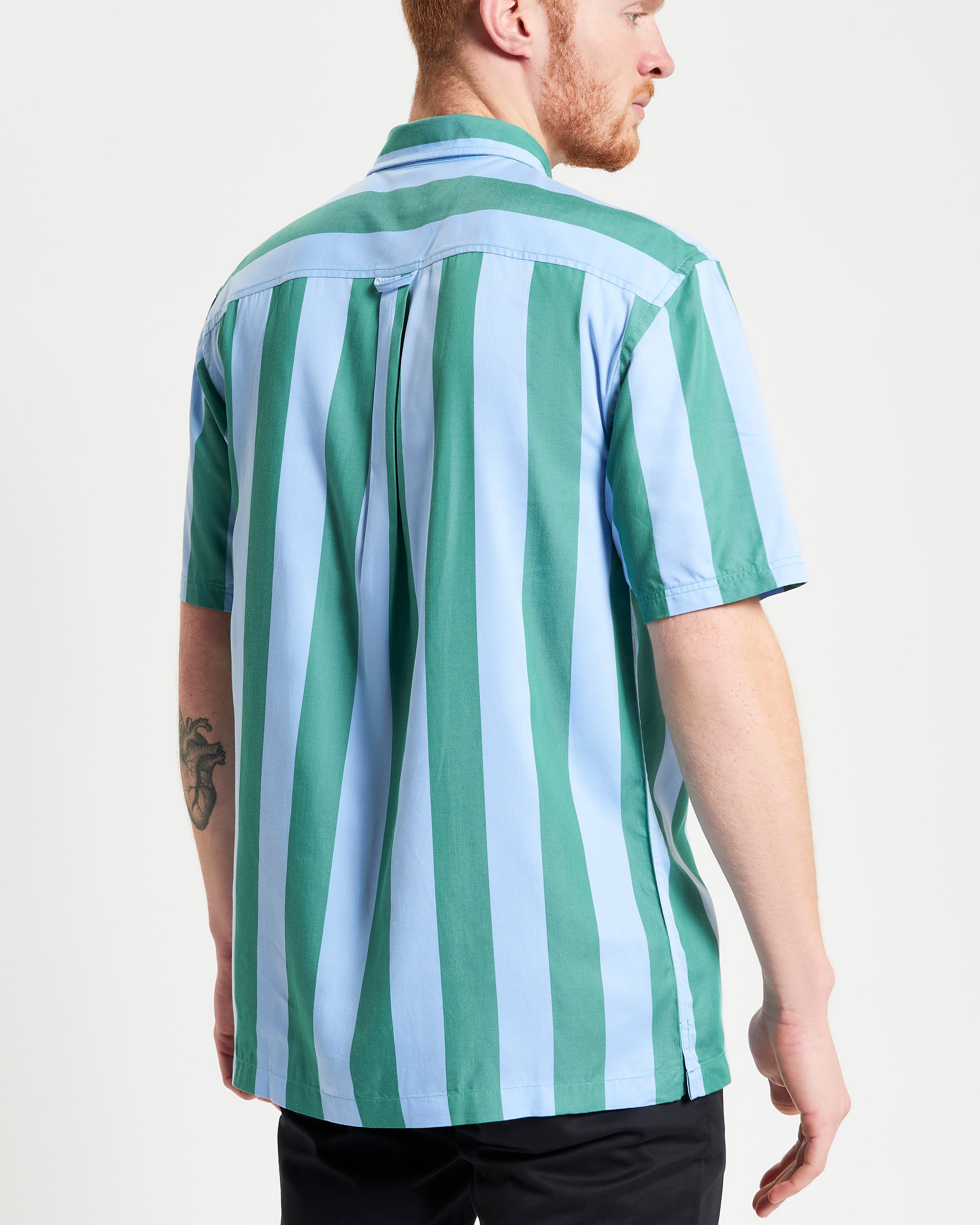 Ben Sherman Viscose Stripe Shirt - Jade