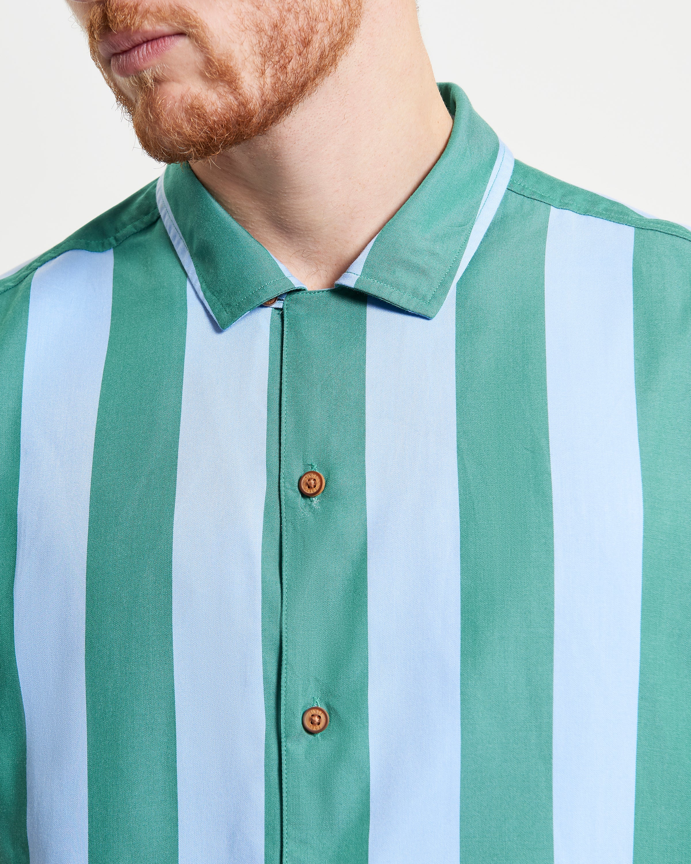 Ben Sherman Viscose Stripe Shirt - Jade