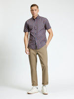 Load image into Gallery viewer, Ben Sherman Retro Geo Print Short Sleeve Shirt - Twilight Denim
