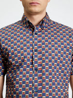 Load image into Gallery viewer, Ben Sherman Retro Geo Print Short Sleeve Shirt - Twilight Denim
