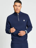 Load image into Gallery viewer, Ben Sherman Textured Half Zip Sweat - Dark Navy
