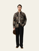 Load image into Gallery viewer, Le Deux - Kaleb Patchwork Jacquard Overshirt in Mountain Grey Brown
