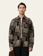 Load image into Gallery viewer, Le Deux - Kaleb Patchwork Jacquard Overshirt in Mountain Grey Brown
