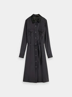 Load image into Gallery viewer, Scotch and Soda Woman Beaded Collar Midi Shirt Dress - Black
