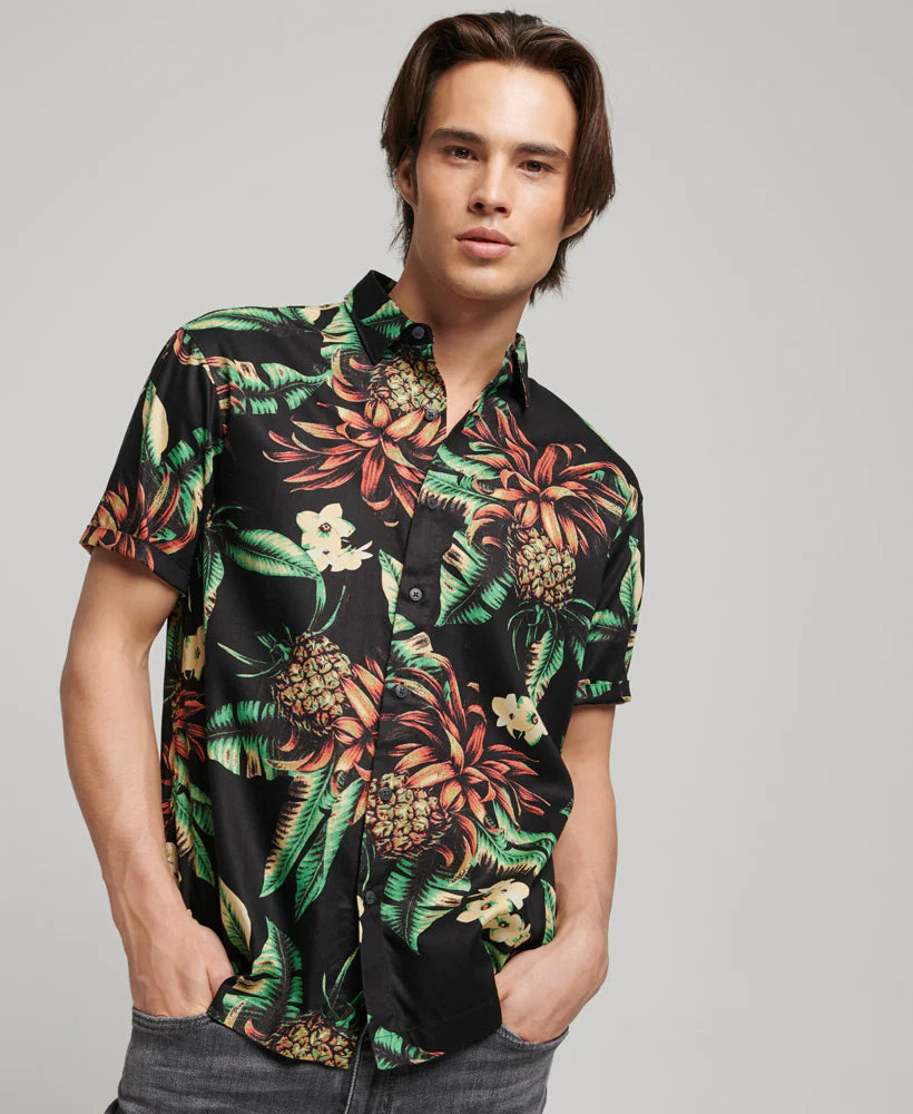 Superdry Vintage Hawaiian Shirt -  Black Pineapple