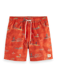 Scotch and Soda Surfer Nylon Swim Shorts - Red