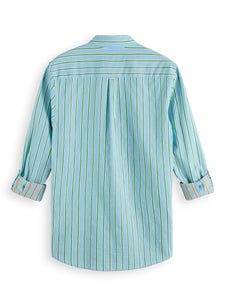 Scotch and Soda Dobby Striped Long Sleeve Shirt - Blue