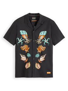 Scotch and Soda Printed Sea Life Placed Artwork Shirt - Black