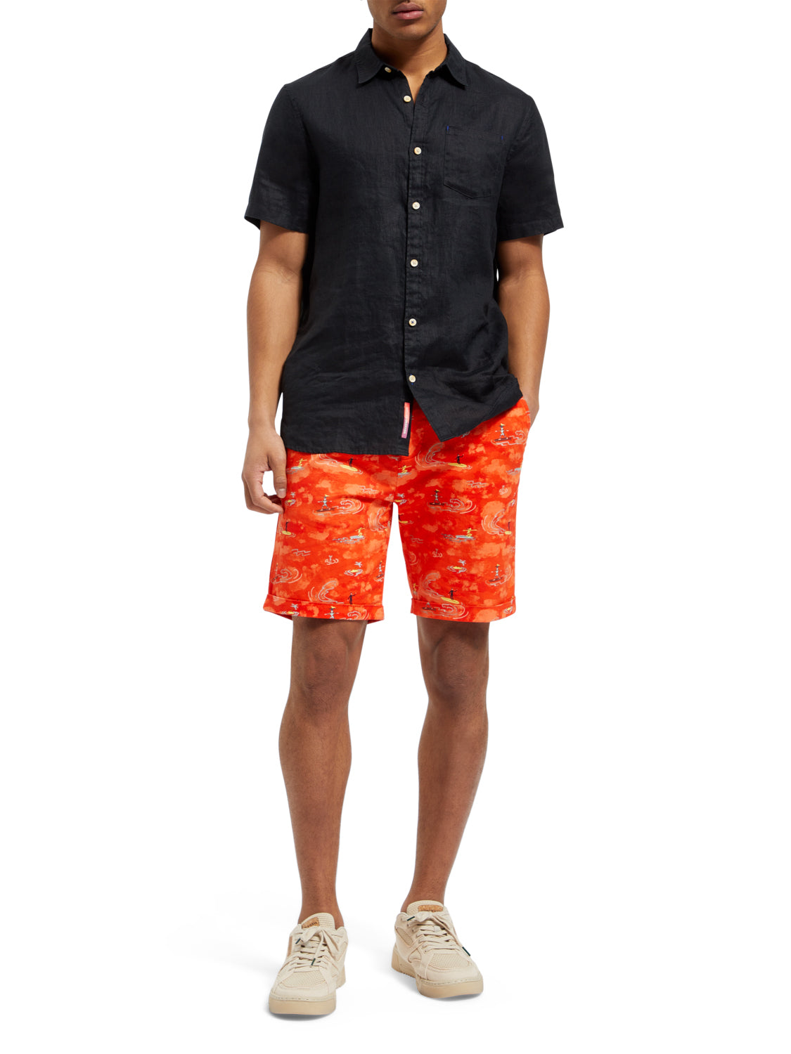 Scotch and Soda Stuart Printed Chino Shorts - Surfer Boat Red