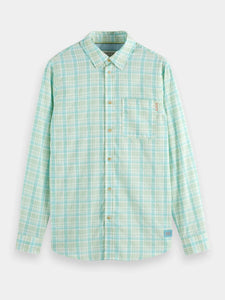 Scotch and Soda Neon Checked Long Sleeve Shirt - Neon Lime