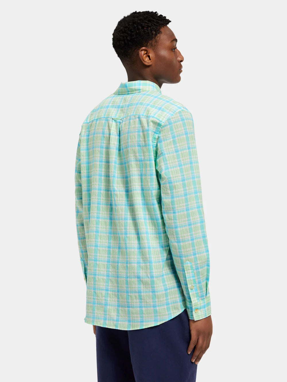 Scotch and Soda Neon Checked Long Sleeve Shirt - Neon Lime