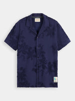 Load image into Gallery viewer, Scotch and Soda Terry Jacquard Short Sleeve Shirt - Navy Blue
