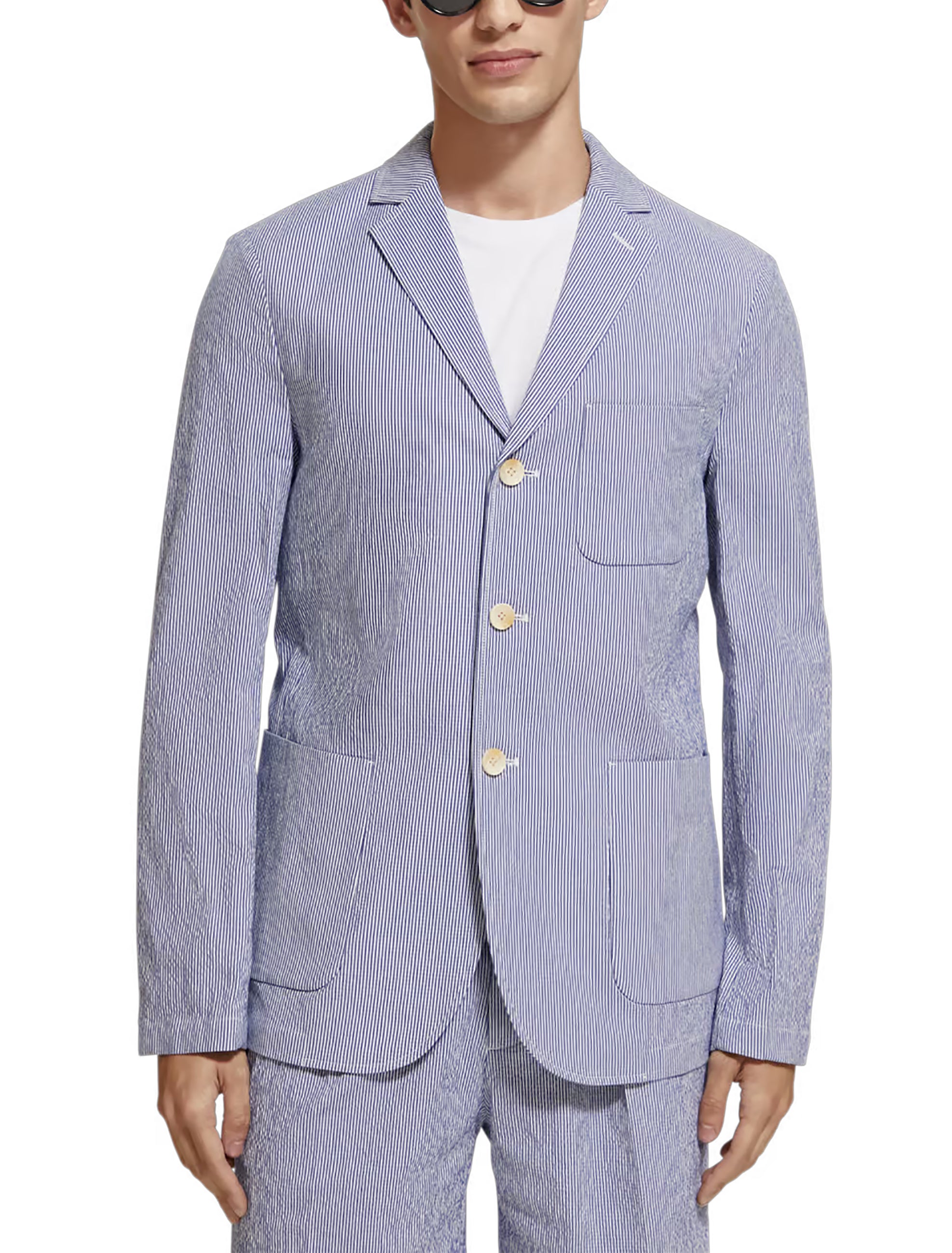 Scotch and Soda Seersucker Striped Blazer - Blue