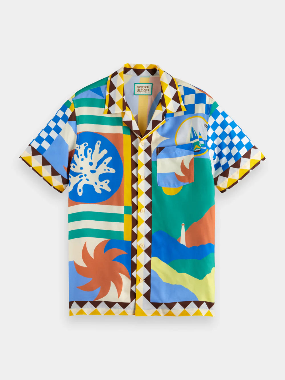 Scotch and Soda Regular Fit Camp Shirt - Multi Colour Collage