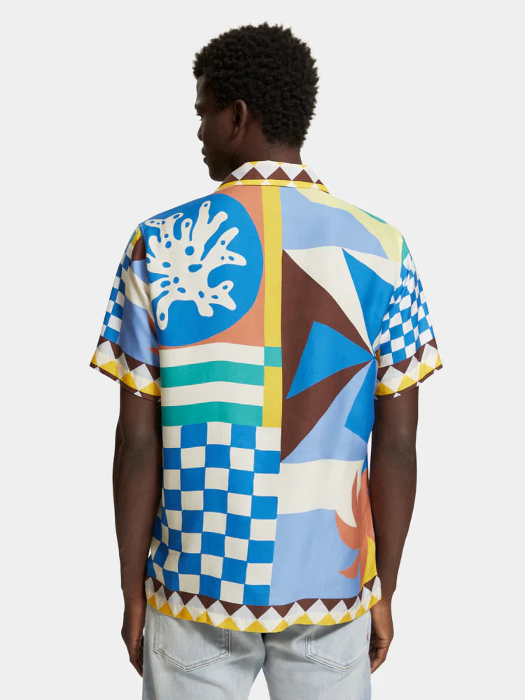 Scotch and Soda Regular Fit Camp Shirt - Multi Colour Collage