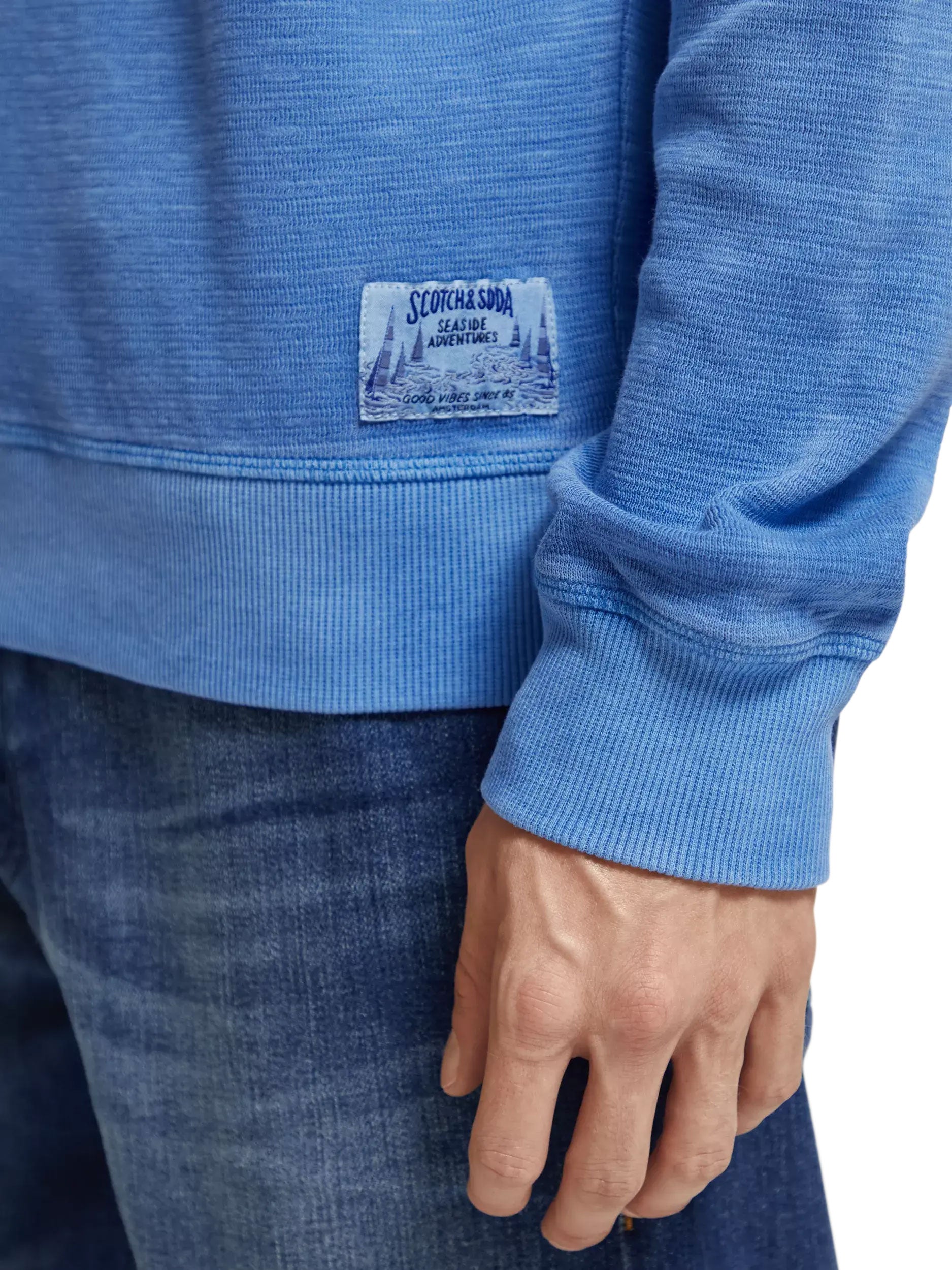 Scotch and Soda Garment Dyed Sweat - Tile Blue