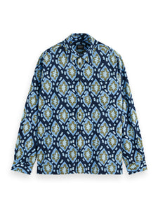 Scotch and Soda Printed Seersucker Shirt - Book Cover Blue