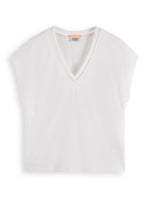 Load image into Gallery viewer, Scotch and Soda Woman Vee Neck Ladder Detail Tee - White
