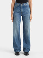 Load image into Gallery viewer, Scotch and Soda Woman Ripple Straight Fit Jeans - Dusty Blue
