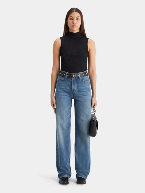 Scotch and Soda Woman Ripple Straight Fit Jeans - Dusty Blue