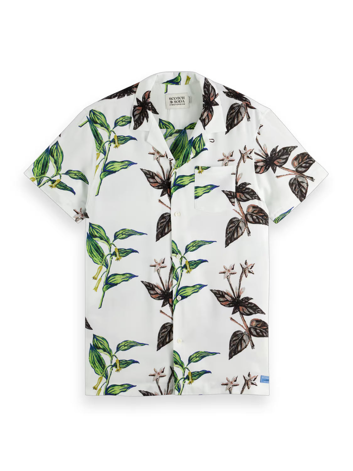 Scotch and Soda All Over Print Short Sleeve Shirt - White Leaves
