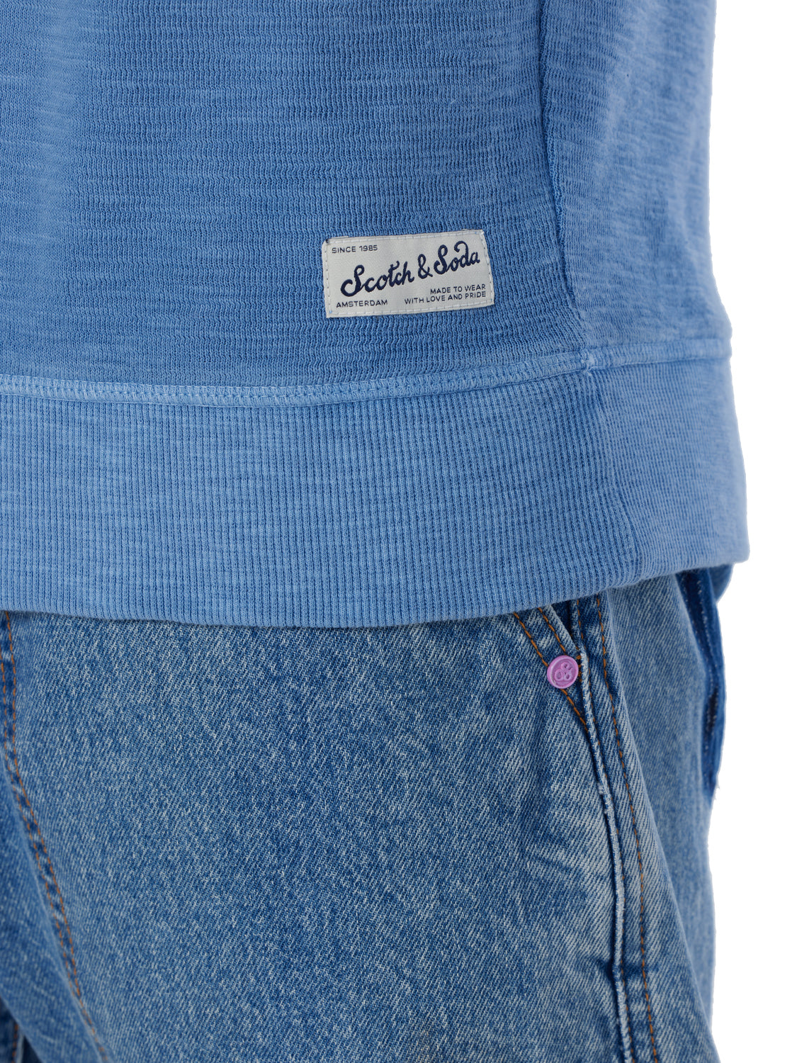 Scotch and Soda Garment Dyed Sweat - Lake Blue