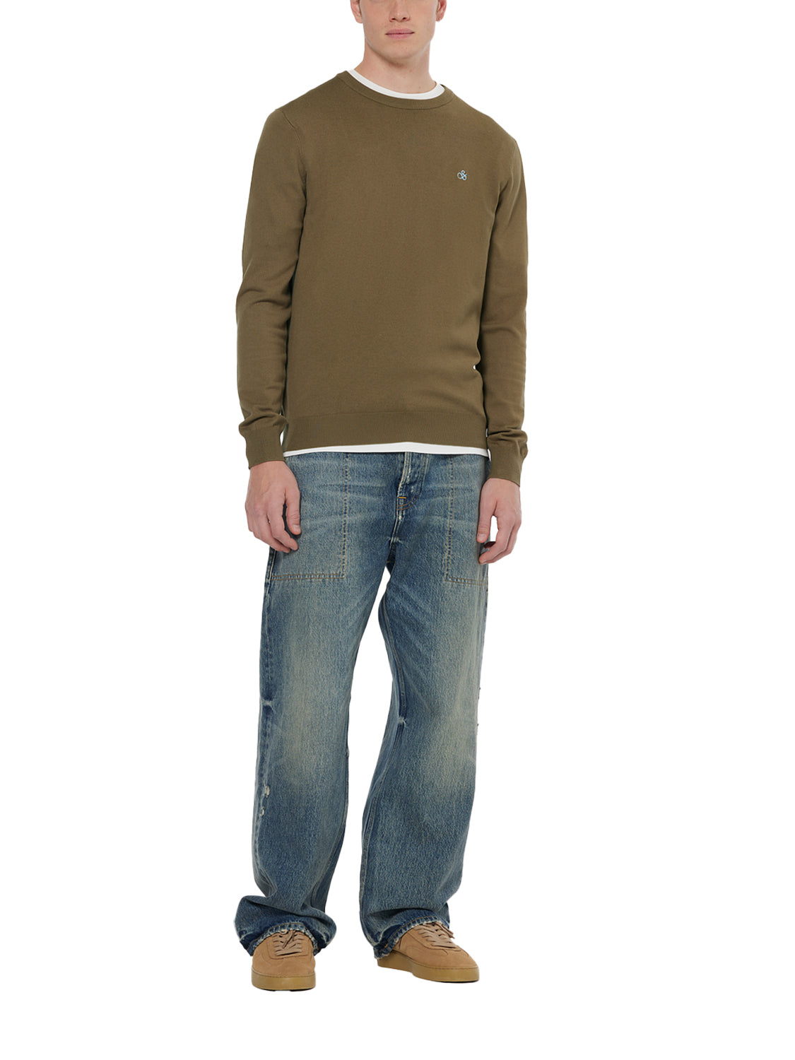 Scotch and Soda ECOVERO™ Classic Crew Neck Pullover - Golden Brown