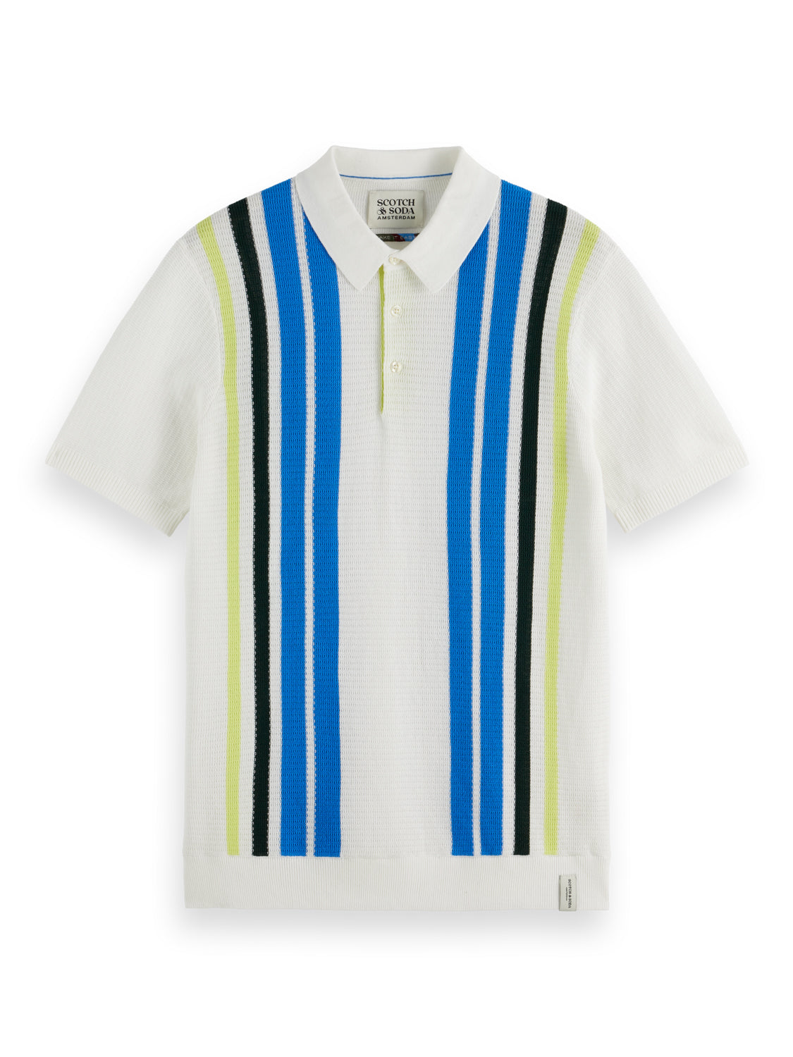 Scotch and Soda Knitted Stripe Polo - Swan Blue