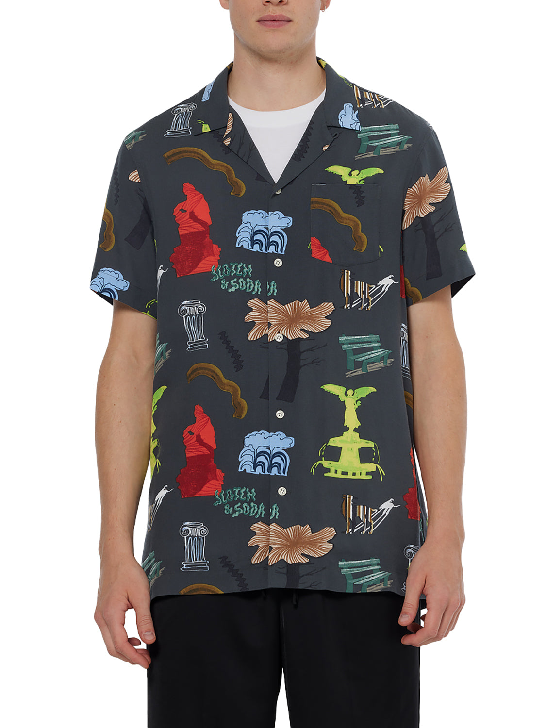 Scotch and Soda All Over Print Short Sleeve Shirt - Park Green