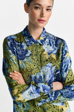 Load image into Gallery viewer, Rich and Royal Blouse with Peony Print - Urban Lime
