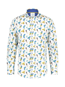 A Fish Named Fred - Birds Print Shirt in White
