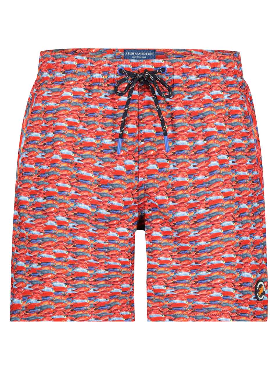 A Fish Named Fred Swim shorts - Fish Print in Ruby Red