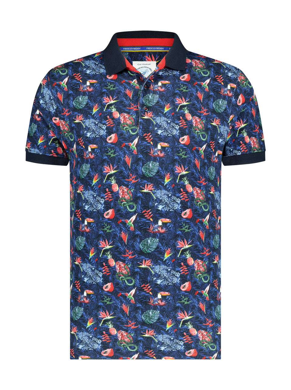 A Fish Named Fred - Jungle Print Polo in Navy