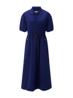 Load image into Gallery viewer, Rich and Royal Midi Dress with Shirt Collar - Midnight Blue
