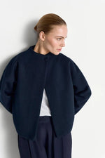 Load image into Gallery viewer, Rich and Royal Short Jacket with Button - Midnight Blue
