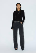 Load image into Gallery viewer, Dr Denim Women's Addy Mid Straight Jean - Tar Aged Black
