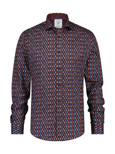 A Fish Named Fred - Record Collection Print Shirt in Navy